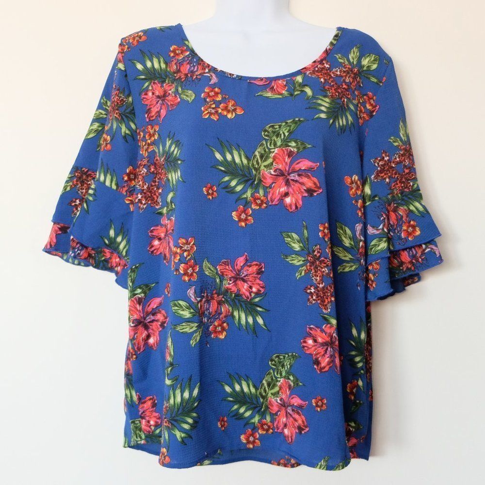 Floral Blue Blouse